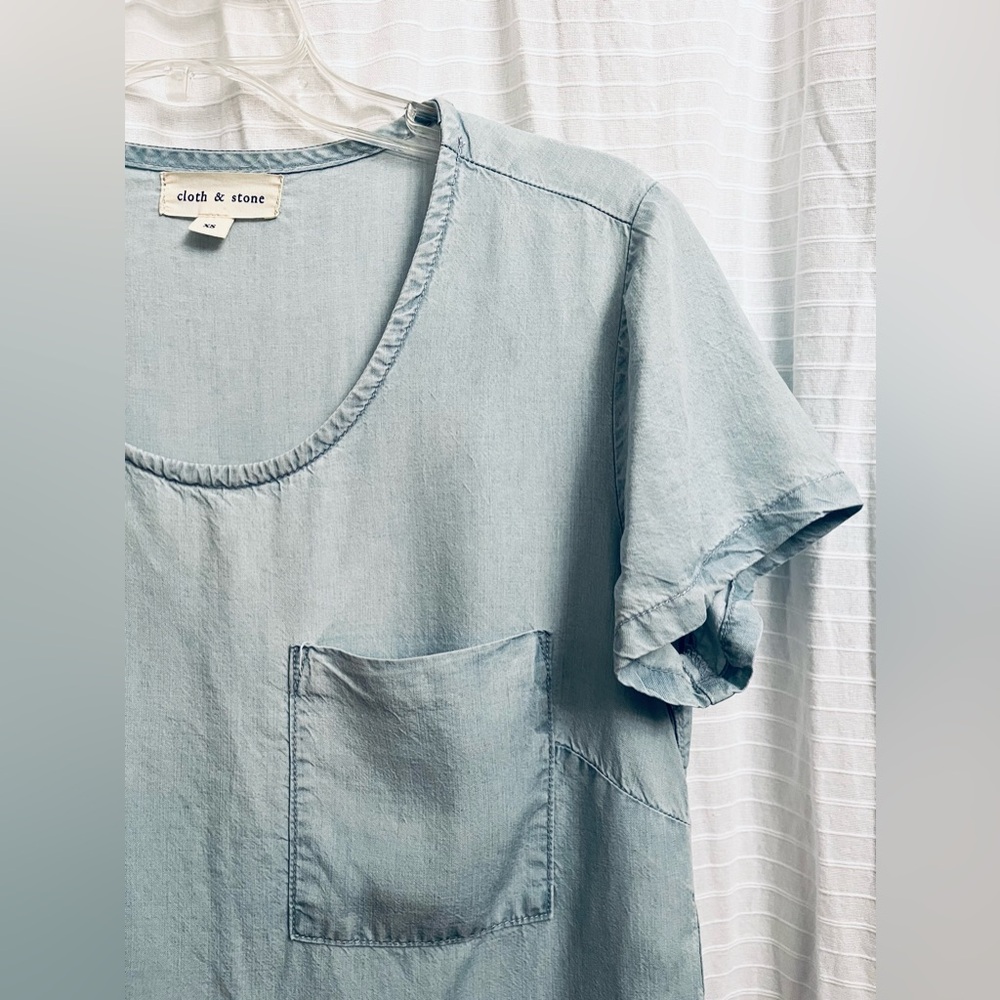 Chambray Tee With Side Slits - image 2